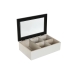 Boîte pour infusions Home ESPRIT Blanc Noir Métal Verre Bois MDF 23 x 15 x 6,5 cm (2 Unités)