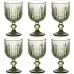 Set of cups Home ESPRIT Green Crystal 8 x 8 x 14,5 cm (6 Units)