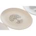 Flat tallerken Home ESPRIT Hvit Beige Steintøy Tradisjonell 20 x 20 x 2,5 cm