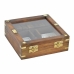 Jogo de Mesa DKD Home Decor Sheesham 17 x 17 x 5,5 cm Dourado Castanho 4 Peças