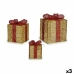 Kerst Decoratie Set Metaal Geschenkbox Rood Gouden (3 Stuks)