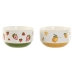 Salad Bowl Home ESPRIT Yellow Red Green Porcelain 21 x 21 x 12 cm (2 Units)