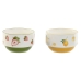 Bļoda Home ESPRIT Dzeltens Sarkans Zaļš Porcelāns Moderns 600 ml 15,3 X 15,3 X 9 cm (2 gb.)