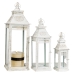 Conjunto de lanternas Romimex Branco Metal Vidro 23 x 68 x 23 cm 3 Peças