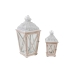 Set di lanterne Romimex Bianco Legno Metallo 27 x 59 x 21 cm 2 Pezzi