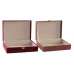 Box-Schmuckkästchen DKD Home Decor Lila Rosa Gold Holz 24 x 16 x 7 cm (2 Stück)