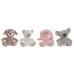 Peluche Home ESPRIT Branco Castanho Cinzento Cor de Rosa Poliéster Animal 25 x 20 x 28 cm (4 Unidades)