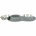 Dog Feeder Trixie Grey Stainless steel Ø 16 cm Double 2 × 0,4 L 40 × 5 × 23 cm (2 Units)