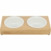 Dog Feeder Trixie White Natural Ceramic Bamboo Ø 12 cm 2 x 250 ml 30 × 5 × 14 cm