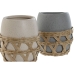 Toothbrush Holder Home ESPRIT Grey Cream Dolomite 9 x 9 x 10,5 cm (2 Units)