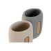 Tandenborstelhouder Home ESPRIT Grijs Crème Dolomite 8,5 x 7 x 11 cm (2 Stuks)