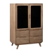 Armoire BURNIE Noir Naturel Verre Bois de manguier 107 x 40,5 x 142 cm