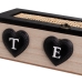 Æske til infusioner HEARTS Sort Natur Polyesterharpisk Træ MDF 24 x 11 x 7 cm