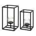 Set de Portavelas Negro Cristal Hierro 14 x 14 x 25 cm (2 Unidades)