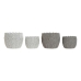 Pottenset DKD Home Decor Grijs Cement Wit Blad van een plant (2 Stuks) (18 x 18 x 15 cm)