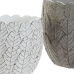 Set of pots DKD Home Decor Grey Cement White Leaf of a plant (2 Units) (18 x 18 x 15 cm)