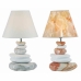 Bordslampa DKD Home Decor Grå Brun Polyester Stengods (2 pcs) (28 x 28 x 48 cm)