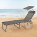 Sun-lounger Aktive Foldable Parasol Grey 193 x 30 x 53 cm