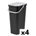 Cubo de Basura para Reciclaje Tontarelli Moda Blanco Negro 38 L (4 Unidades)