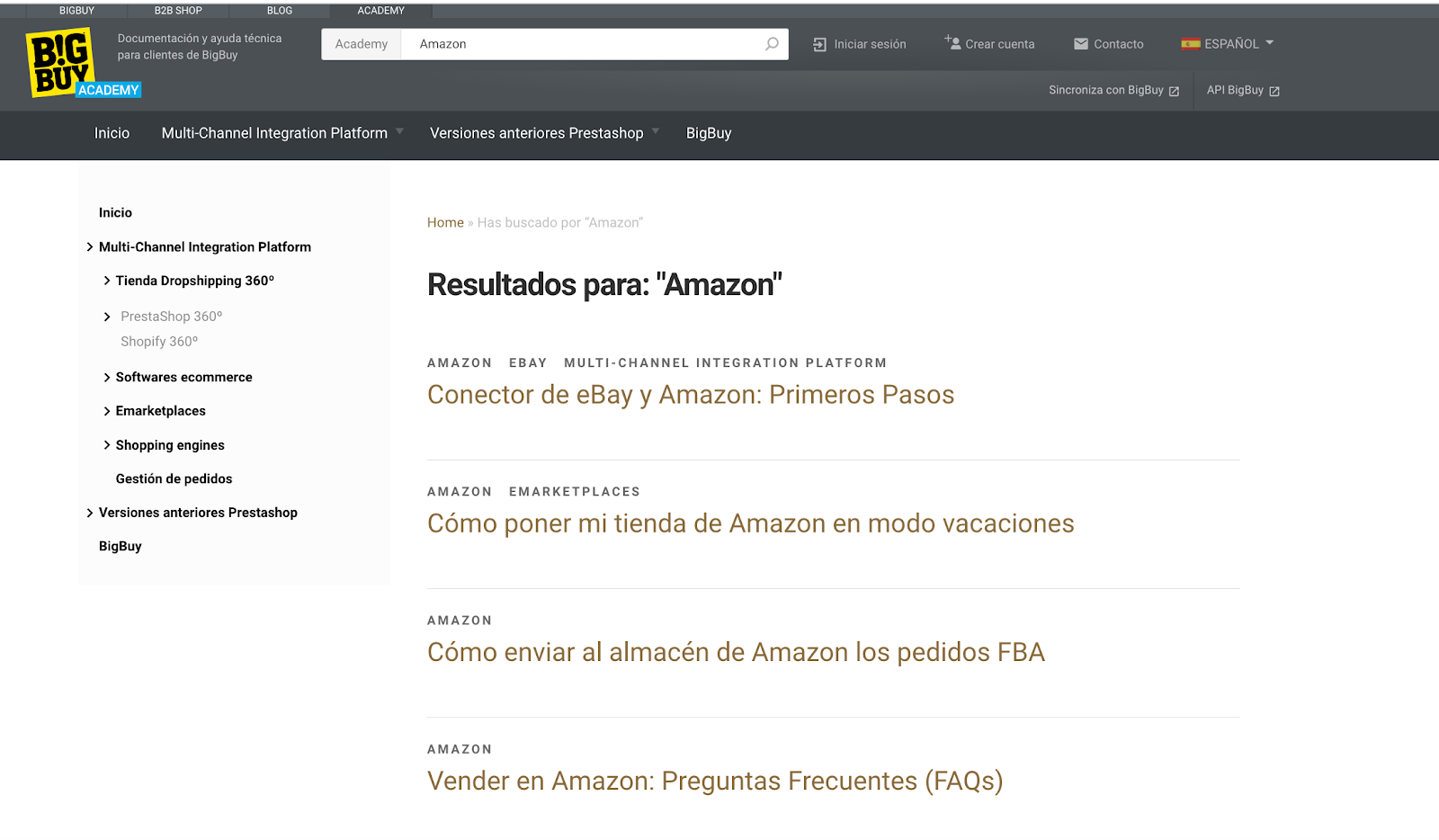 Academy de BigBuy proveedor para vender en amazon